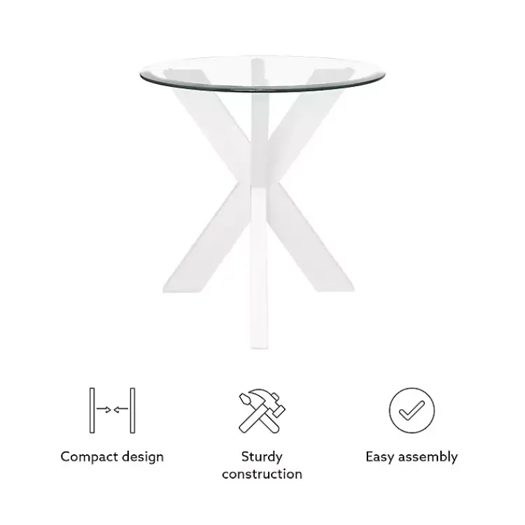Kirklands Home Wood and Glass Top X-Base Accent Table White Online