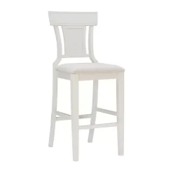 Kirklands Home Wood and Rattan Upholstered Bar Stool White