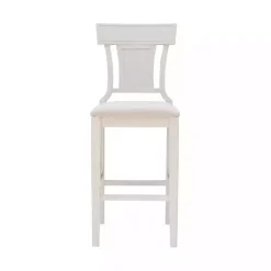 Kirklands Home Wood and Rattan Upholstered Bar Stool White