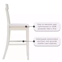 Kirklands Home Wood and Rattan Upholstered Bar Stool White