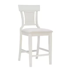 Kirklands Home Wood and Rattan Upholstered Counter Stool White Best