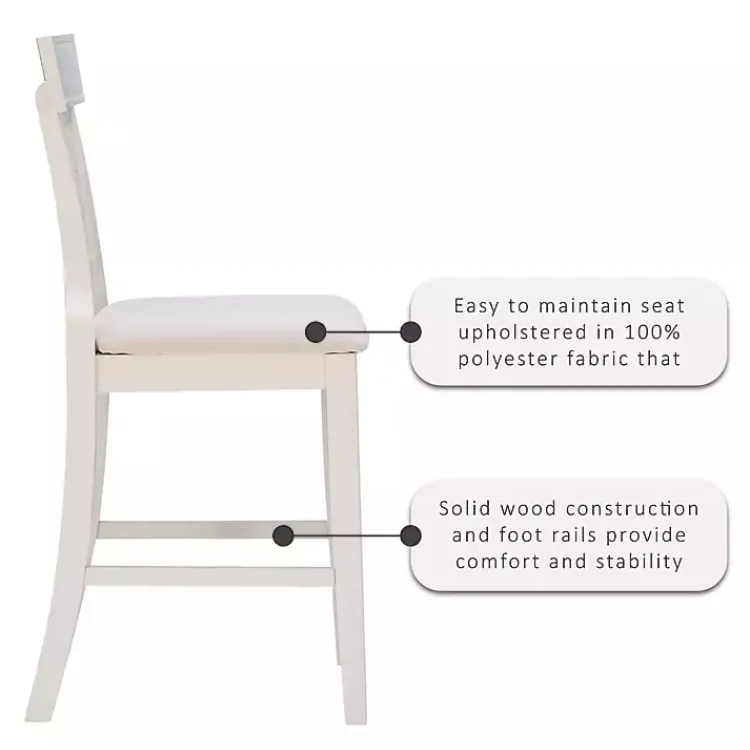 Kirklands Home Wood and Rattan Upholstered Counter Stool White Best