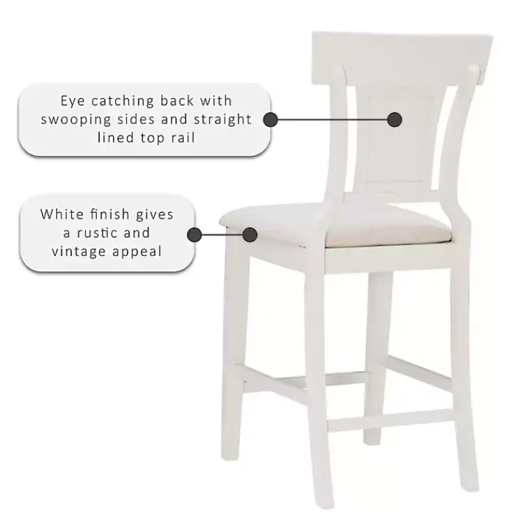 Kirklands Home Wood and Rattan Upholstered Counter Stool White Best