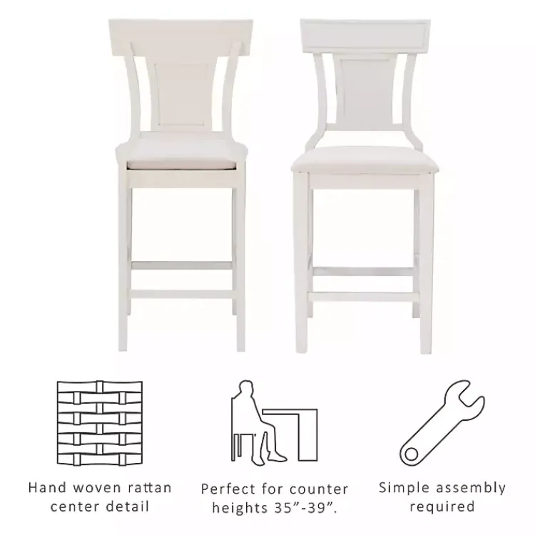 Kirklands Home Wood and Rattan Upholstered Counter Stool White Best