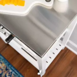 Kirklands Home Wood and Stainless Steel Kitchen Cart White