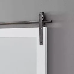 Kirklands Home Wood Barn Door Frame with Shelf Wall Mirror White Outlet