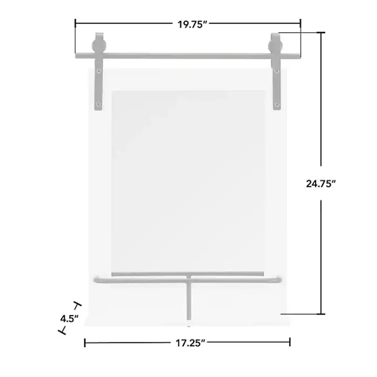 Kirklands Home Wood Barn Door Frame with Shelf Wall Mirror White Outlet