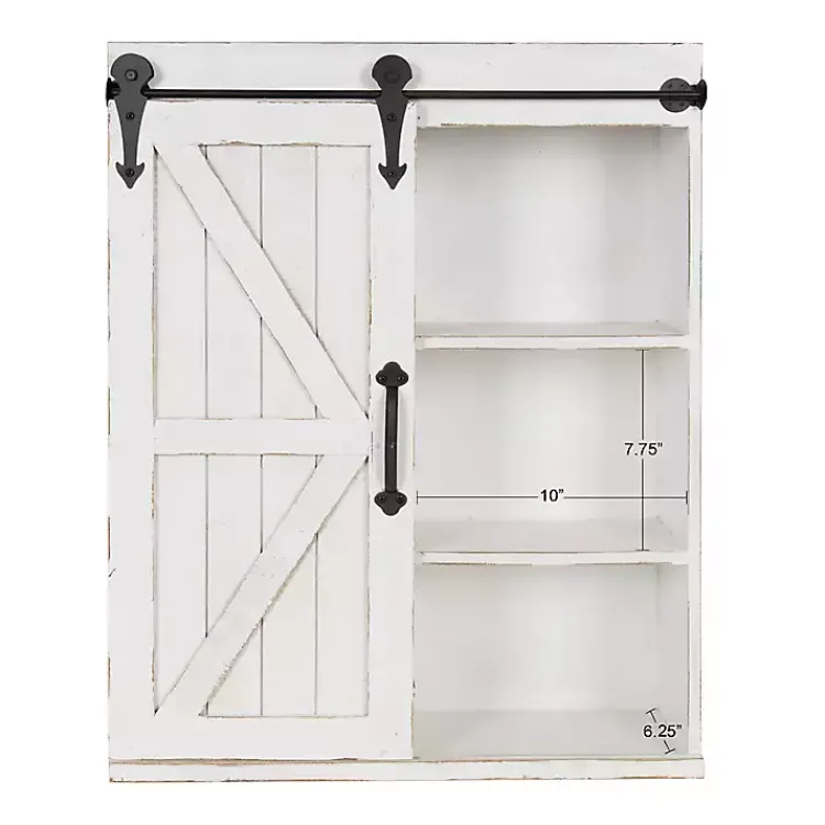 Kirklands Home Wood Barn Door 5-Shelf Wall Cabinet White Online