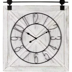 Kirklands Home White Wood Barndoor Wall Clock Clearance
