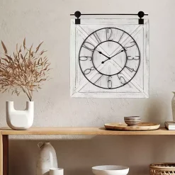 Kirklands Home White Wood Barndoor Wall Clock Clearance