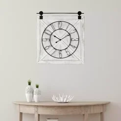 Kirklands Home White Wood Barndoor Wall Clock Clearance