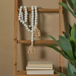 Decorative Accents>Kirklands Home Wood Beaded Tassel Garland White