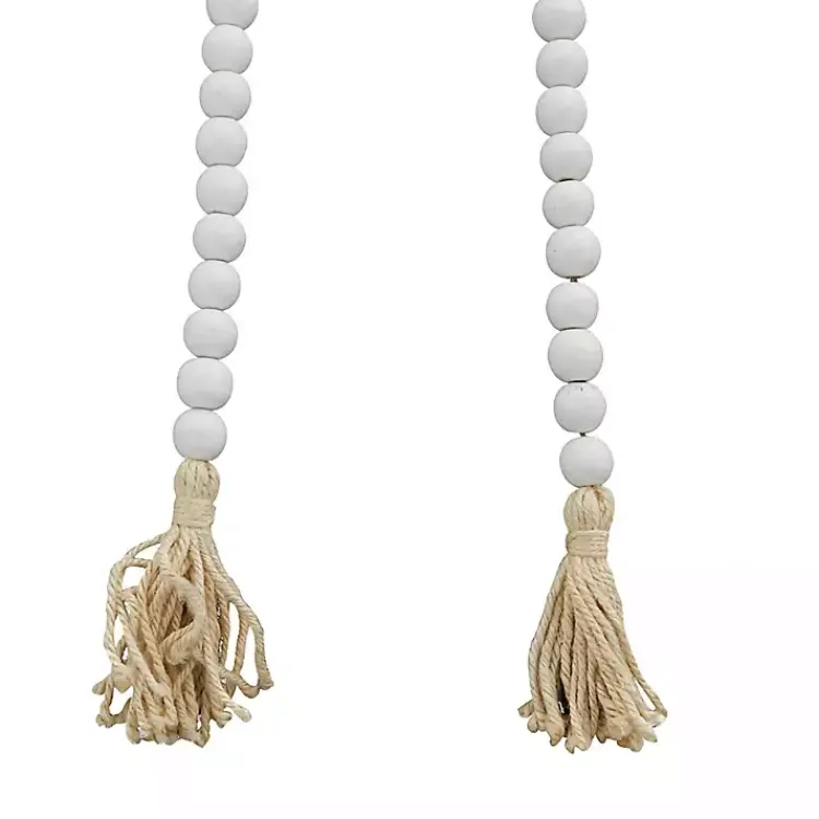 Decorative Accents>Kirklands Home Wood Beaded Tassel Garland White