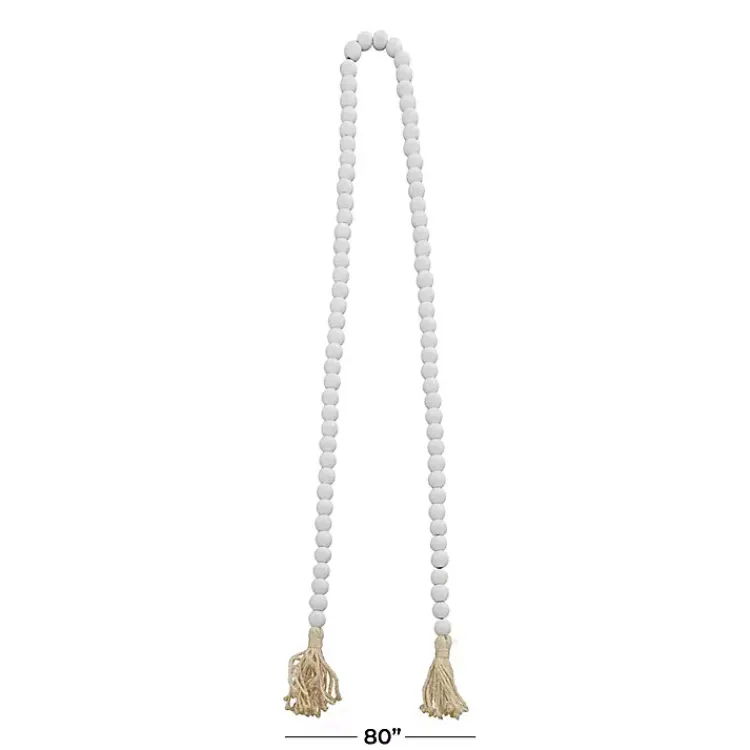 Decorative Accents>Kirklands Home Wood Beaded Tassel Garland White