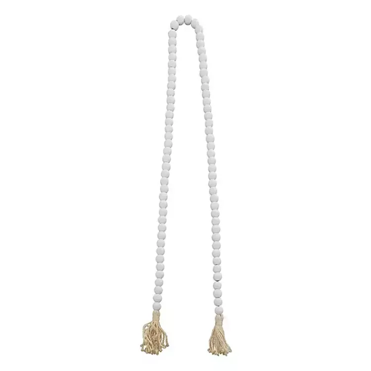 Decorative Accents>Kirklands Home Wood Beaded Tassel Garland White