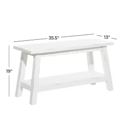 Kirklands Home Wood Bench with Slatted Wood Base White Outlet