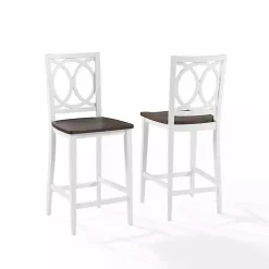 Kirklands Home White Wood Charlotte Counter Stools, Set of 2 Brown New