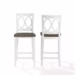 Kirklands Home White Wood Charlotte Counter Stools, Set of 2 Brown New