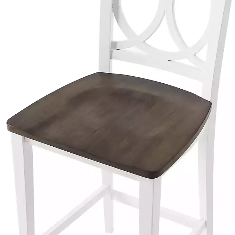 Kirklands Home White Wood Charlotte Counter Stools, Set of 2 Brown New