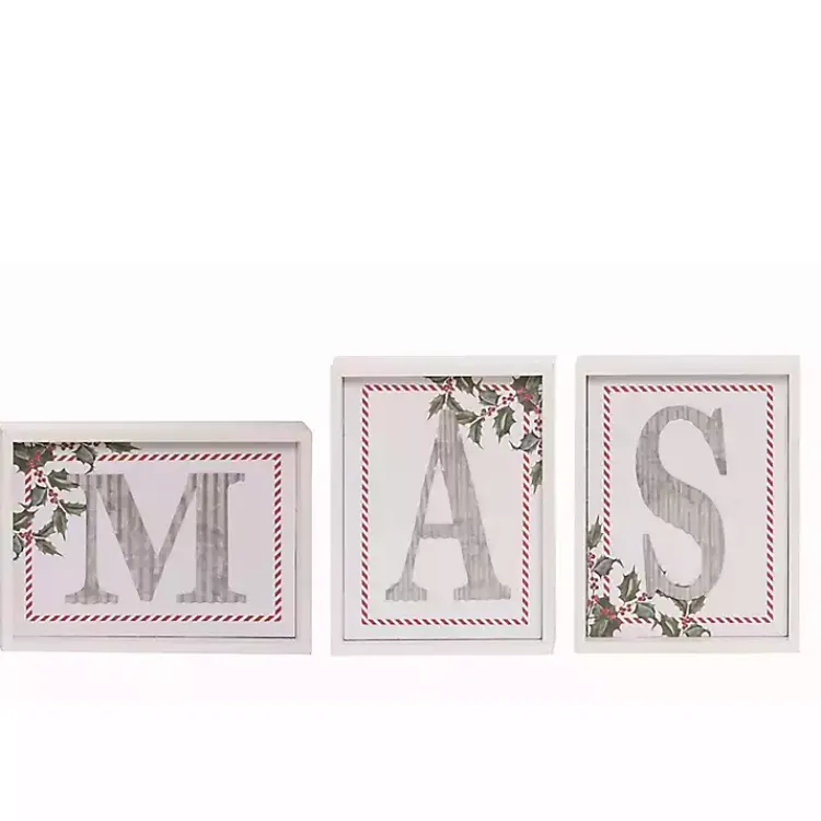 Christmas Decorations>Kirklands Home Wood Christmas Letter Blocks, Set of 9 White