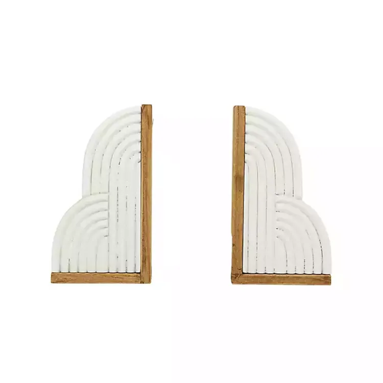 Decorative Accents>Kirklands Home Wood Cloud Bookends, Set of 2 White