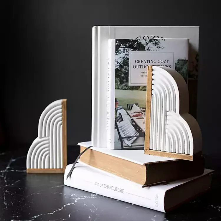 Decorative Accents>Kirklands Home Wood Cloud Bookends, Set of 2 White