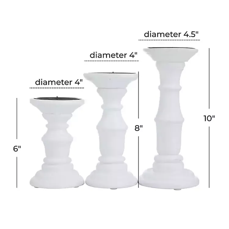 Candle Holders>Kirklands Home Wood Column Pillar Candle Holders, Set of 3 White