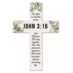 Christmas Art & Wall Decor>Kirklands Home White Wood Cross John 3:16 Wall Plaque