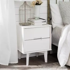 Kirklands Home Wood Cut-Out Handle Nightstand White Clearance