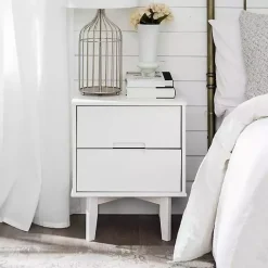 Kirklands Home Wood Cut-Out Handle Nightstand White Clearance