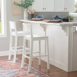 Kirklands Home Wood Devin Bar Stools, Set of 2 White
