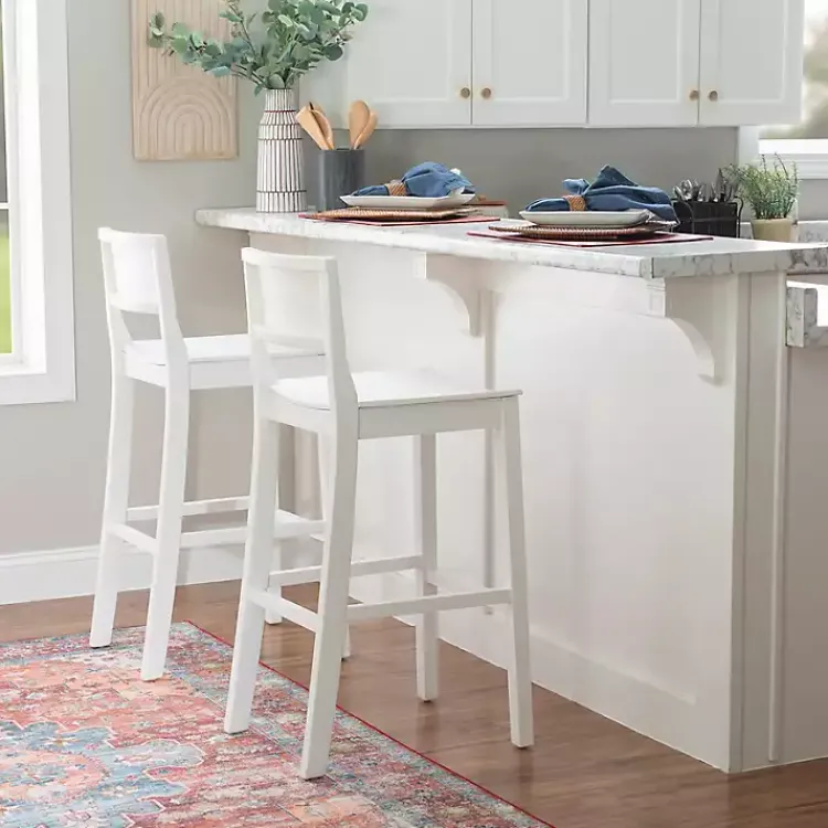 Kirklands Home Wood Devin Bar Stools, Set of 2 White