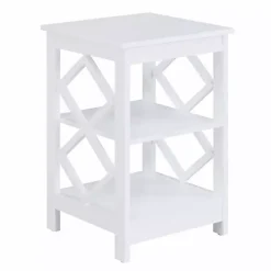 Kirklands Home Wood Diamond 2-Tier Accent Table White Sale