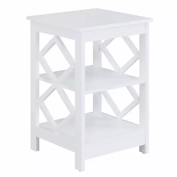 Kirklands Home Wood Diamond 2-Tier Accent Table White Sale