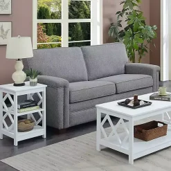 Kirklands Home Wood Diamond 2-Tier Accent Table White Sale