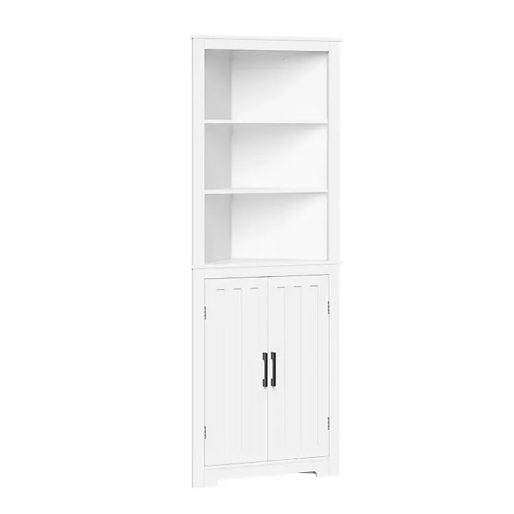 Kirklands Home Wood 2-Door Corner Storage Cabinet White Clearance