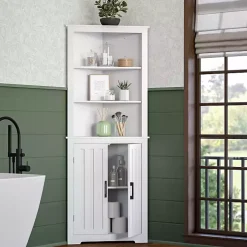 Kirklands Home Wood 2-Door Corner Storage Cabinet White Clearance