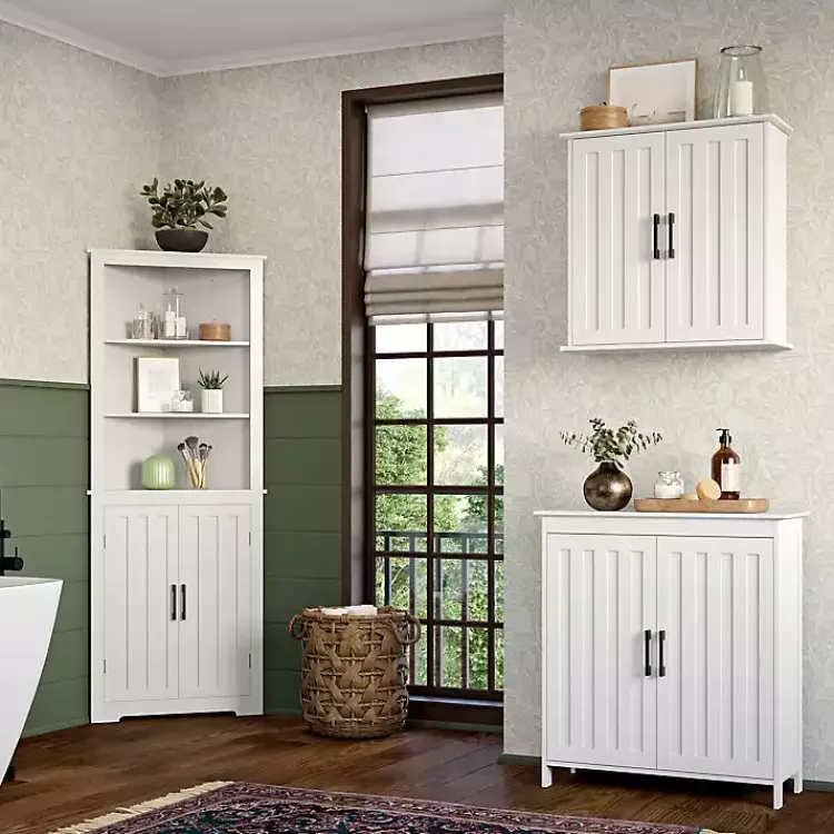Kirklands Home Wood 2-Door Corner Storage Cabinet White Clearance