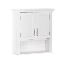 Kirklands Home Wood 2-Door Open Shelf Wall Cabinet White Sale