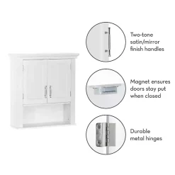 Kirklands Home Wood 2-Door Open Shelf Wall Cabinet White Sale