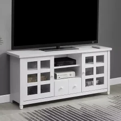 Kirklands Home Wood 2-Door Windowpane Media Cabinet White Discount