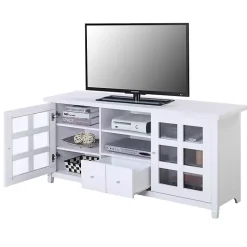 Kirklands Home Wood 2-Door Windowpane Media Cabinet White Discount