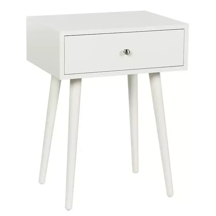 Kirklands Home Wood 1-Drawer Arthur Accent Table White Clearance