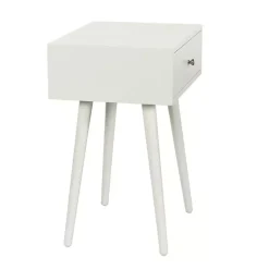 Kirklands Home Wood 1-Drawer Arthur Accent Table White Clearance