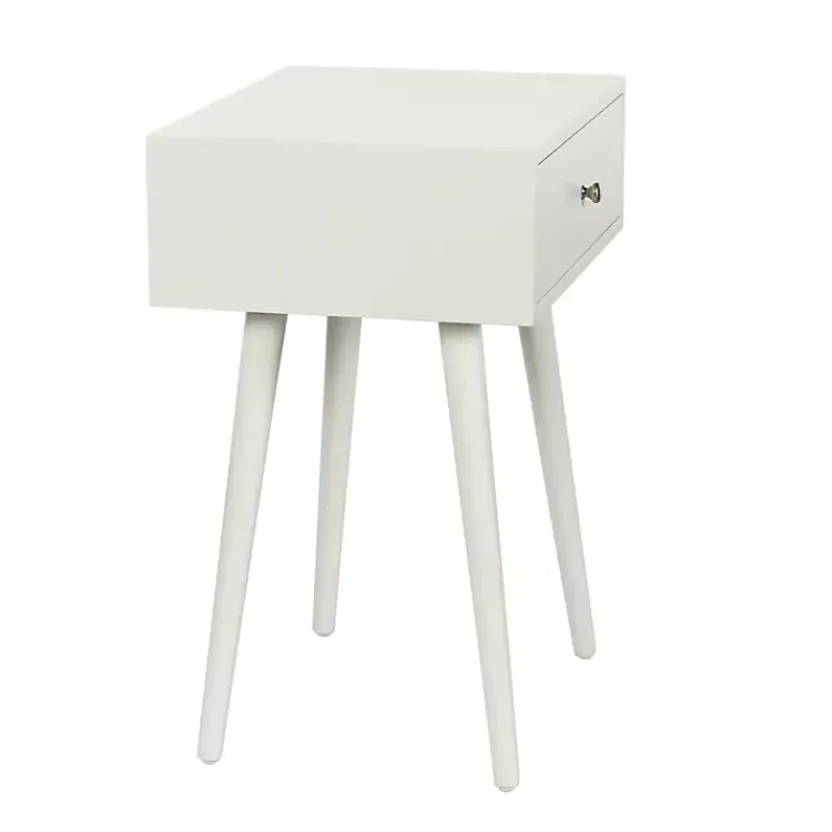 Kirklands Home Wood 1-Drawer Arthur Accent Table White Clearance