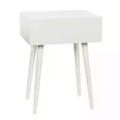 Kirklands Home Wood 1-Drawer Arthur Accent Table White Clearance