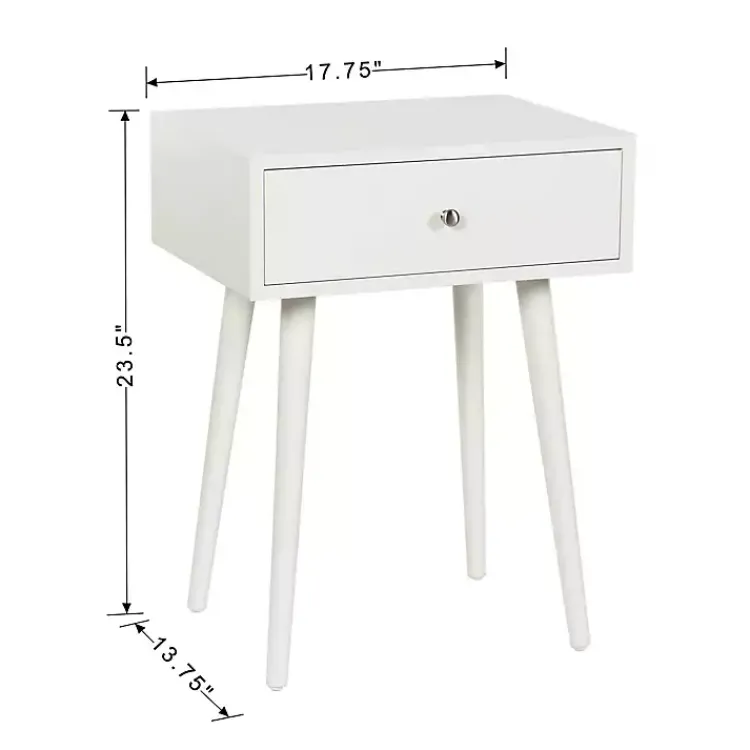 Kirklands Home Wood 1-Drawer Arthur Accent Table White Clearance