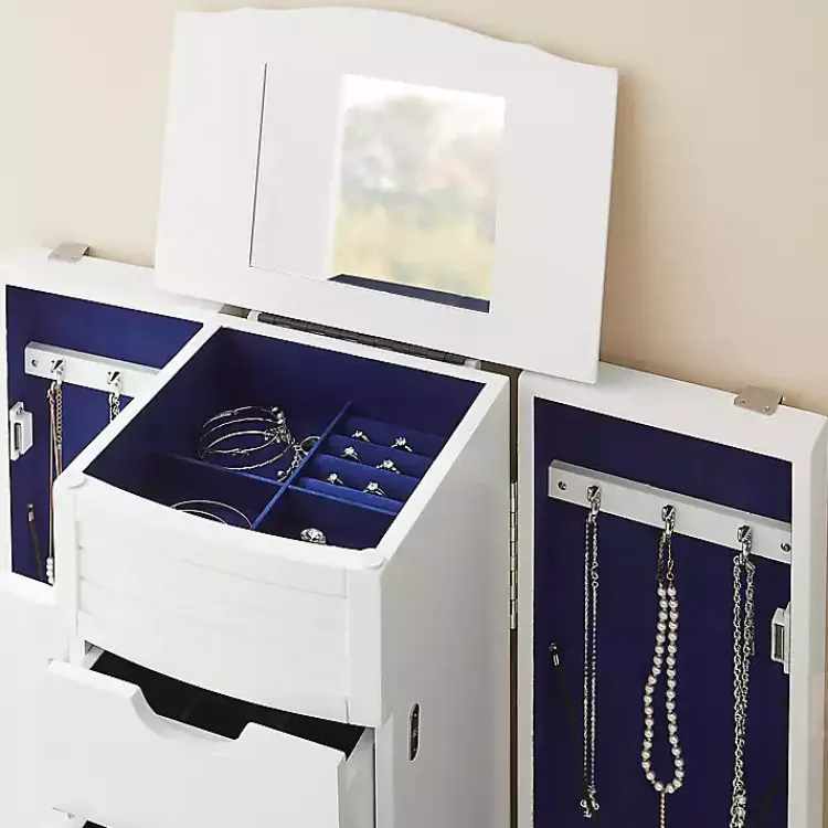 Kirklands Home Wood 4-Drawer Elena Jewelry Armoire White Clearance