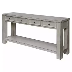 Kirklands Home Wood 4-Drawer Farmhouse Console Table White Hot