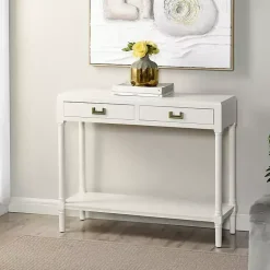 Kirklands Home Wood 2-Drawer Layla Console Table White